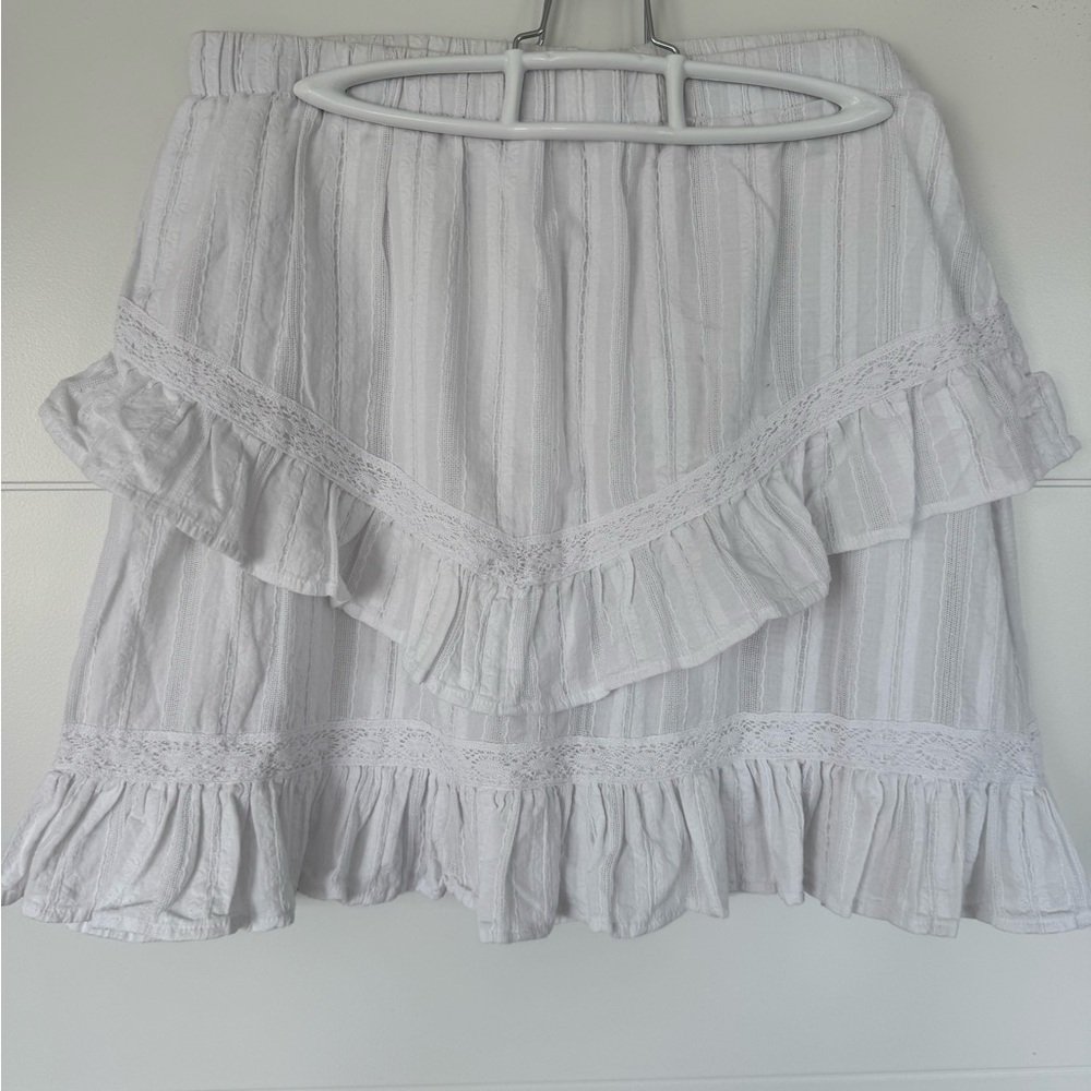 White Lace Layered Tiered Mini Skirt